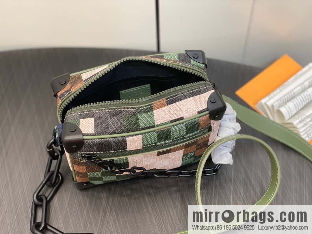 [Original order boutique] M24581 camouflage plaid men's bag box bag series Virgil Abloh 2024 early spring Mini SOFT TRUNK chain bag, M44735