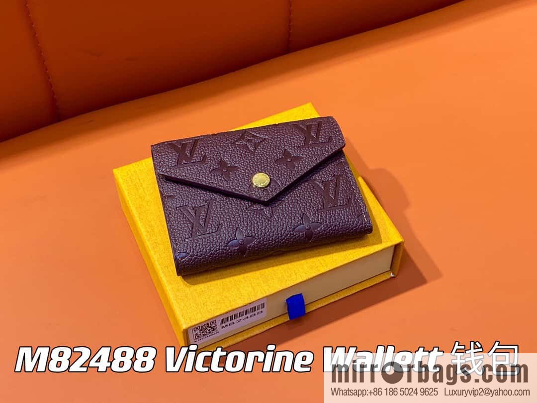 [Original single boutique] M82488 fuchsia, full leather short tri-fold wallet series Victorine Wallett wallet