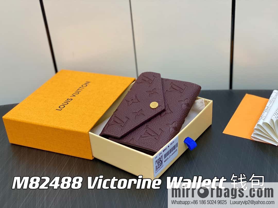 [Original single boutique] M82488 fuchsia, full leather short tri-fold wallet series Victorine Wallett wallet