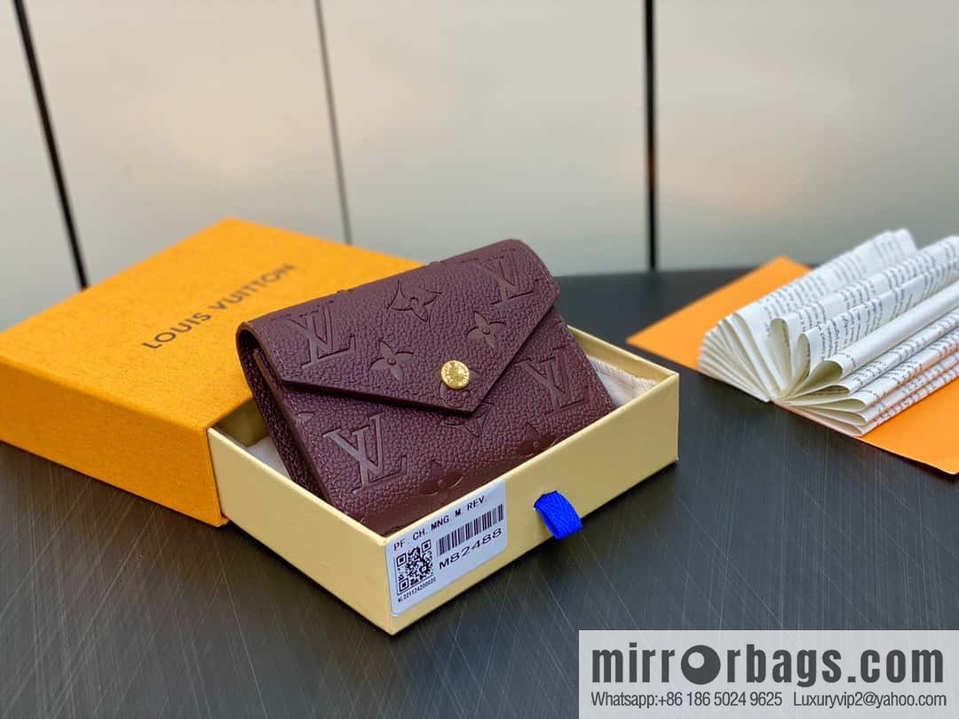 [Original single boutique] M82488 fuchsia, full leather short tri-fold wallet series Victorine Wallett wallet