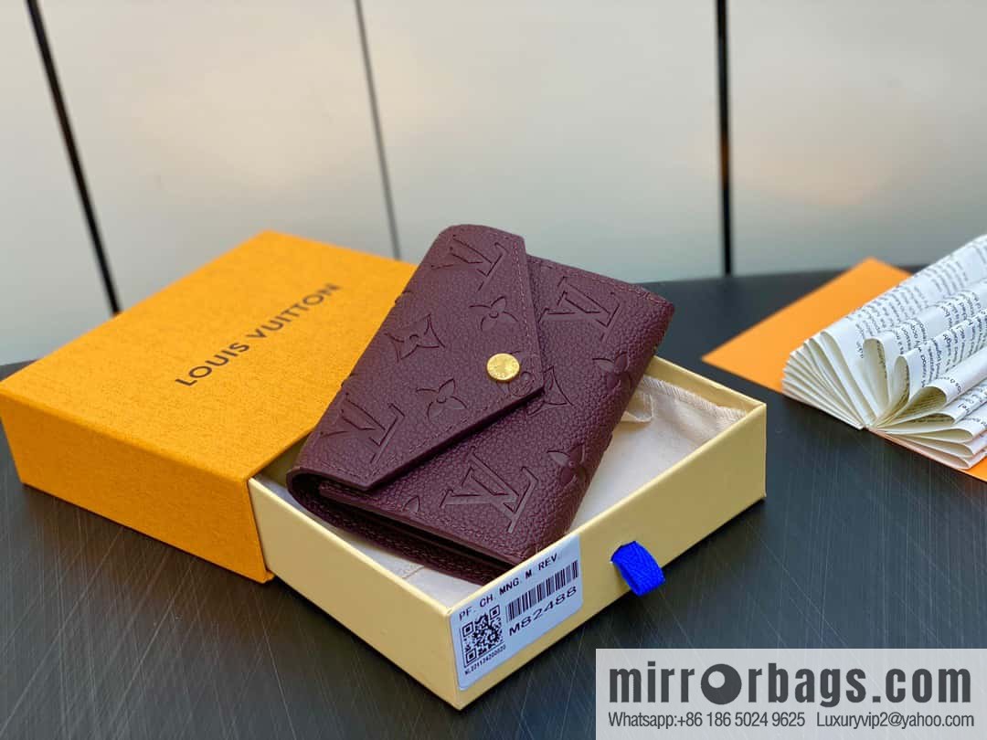 [Original single boutique] M82488 fuchsia, full leather short tri-fold wallet series Victorine Wallett wallet