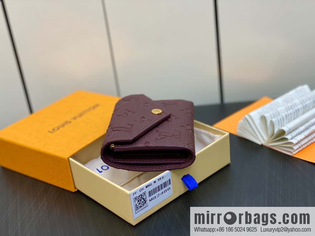[Original single boutique] M82488 fuchsia, full leather short tri-fold wallet series Victorine Wallett wallet