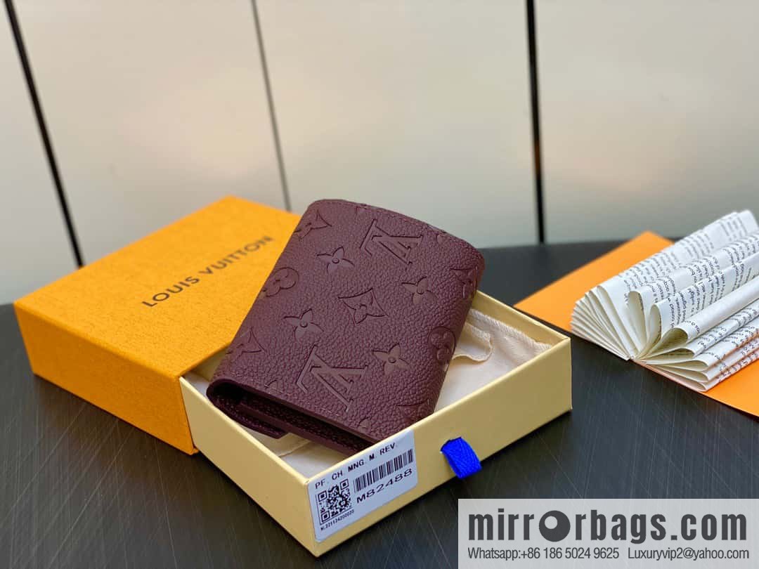 [Original single boutique] M82488 fuchsia, full leather short tri-fold wallet series Victorine Wallett wallet