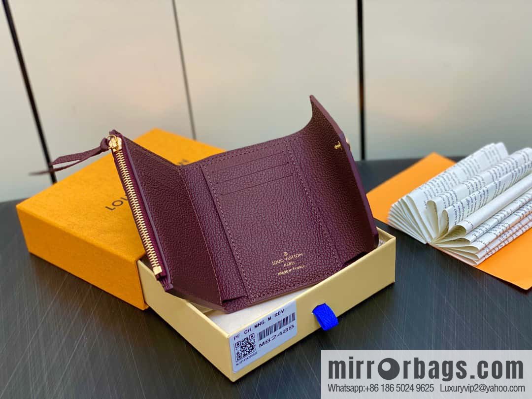 [Original single boutique] M82488 fuchsia, full leather short tri-fold wallet series Victorine Wallett wallet