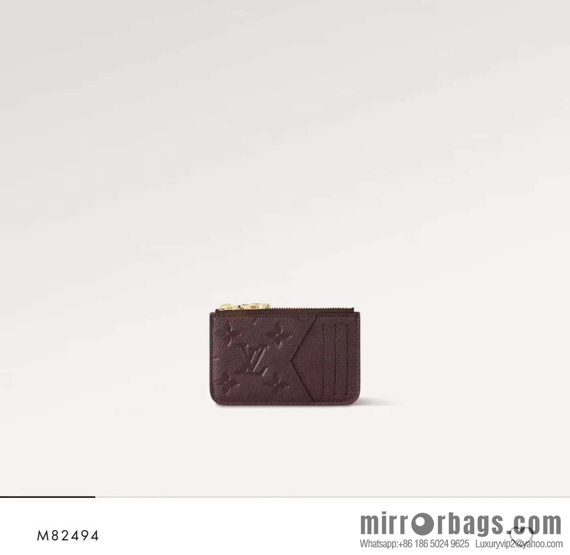 [Original single boutique] M82494 fuchsia full leather embossed card holder wallet series Romy business card holder