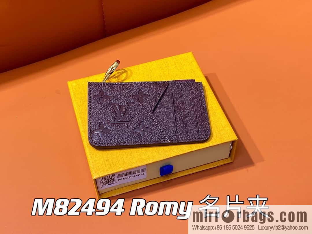 [Original single boutique] M82494 fuchsia full leather embossed card holder wallet series Romy business card holder