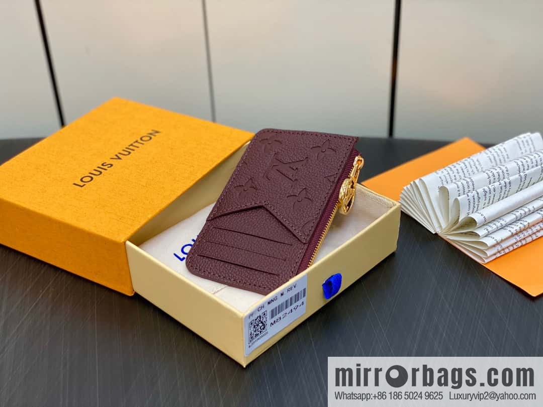 [Original single boutique] M82494 fuchsia full leather embossed card holder wallet series Romy business card holder