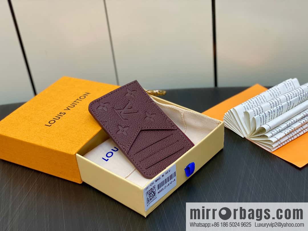 [Original single boutique] M82494 fuchsia full leather embossed card holder wallet series Romy business card holder