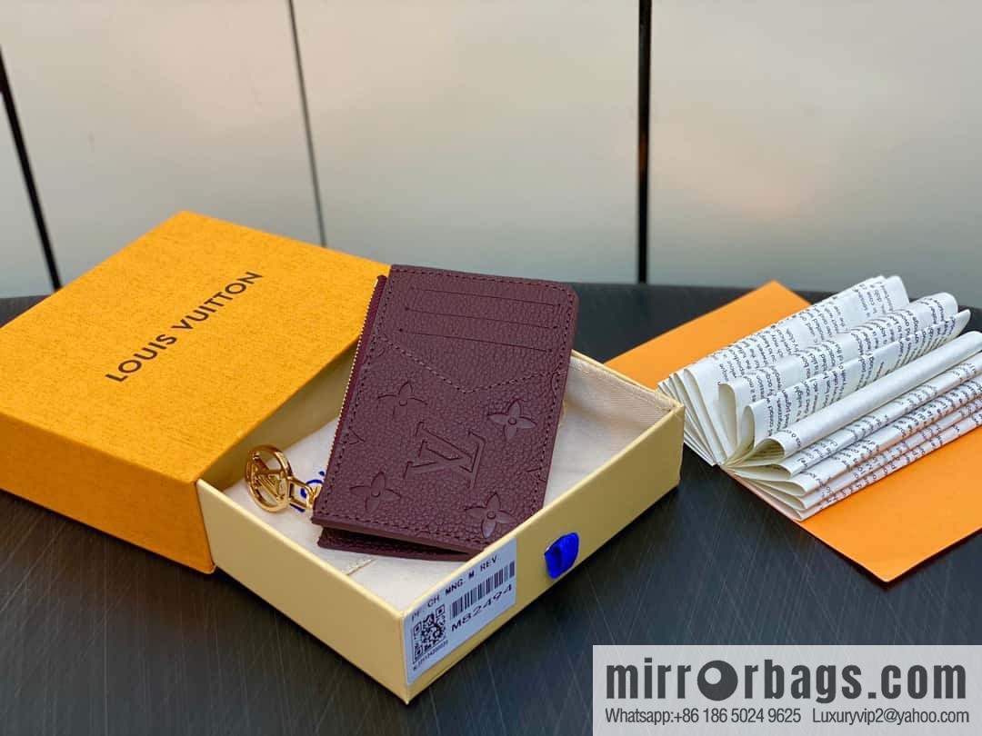 [Original single boutique] M82494 fuchsia full leather embossed card holder wallet series Romy business card holder