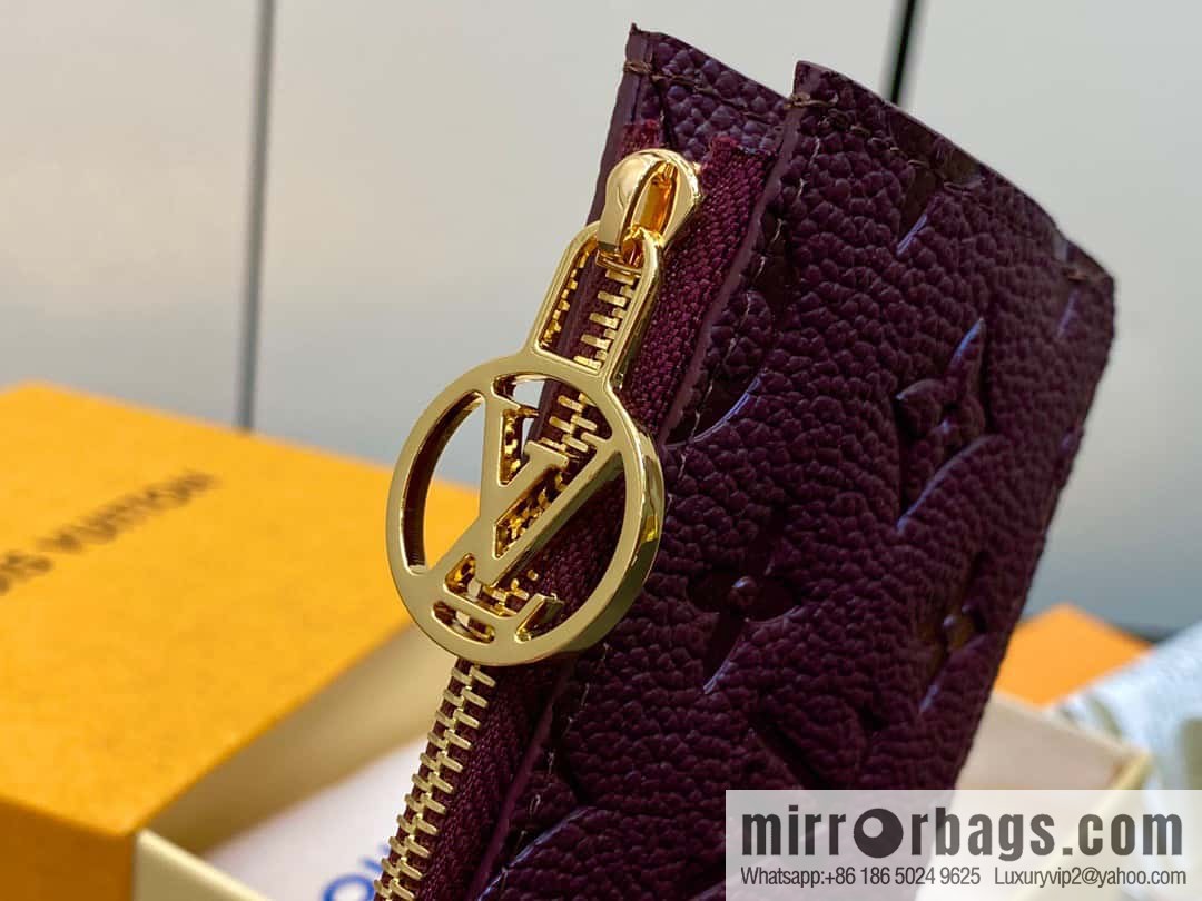 [Original single boutique] M82494 fuchsia full leather embossed card holder wallet series Romy business card holder