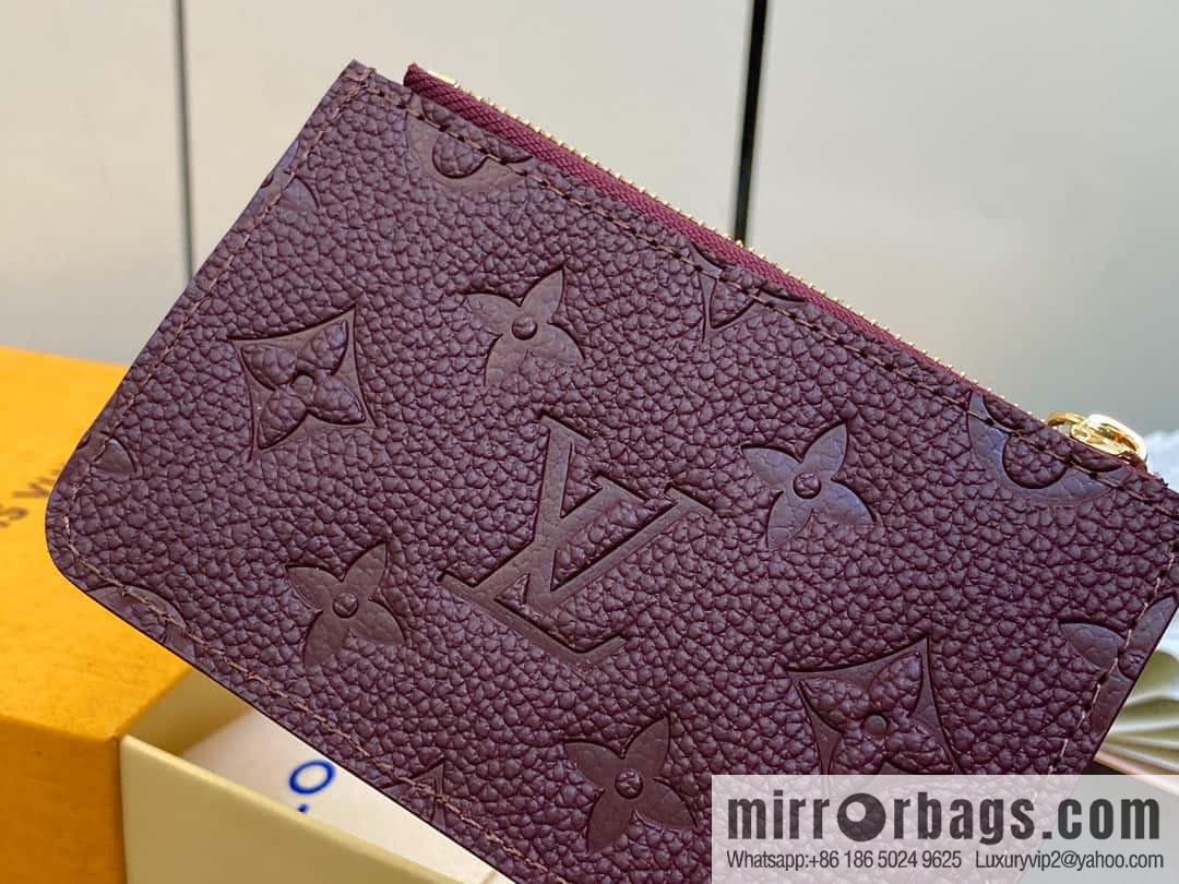 [Original single boutique] M82494 fuchsia full leather embossed card holder wallet series Romy business card holder