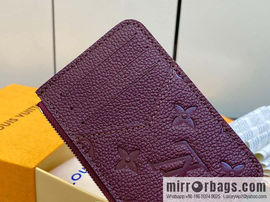 [Original single boutique] M82494 fuchsia full leather embossed card holder wallet series Romy business card holder