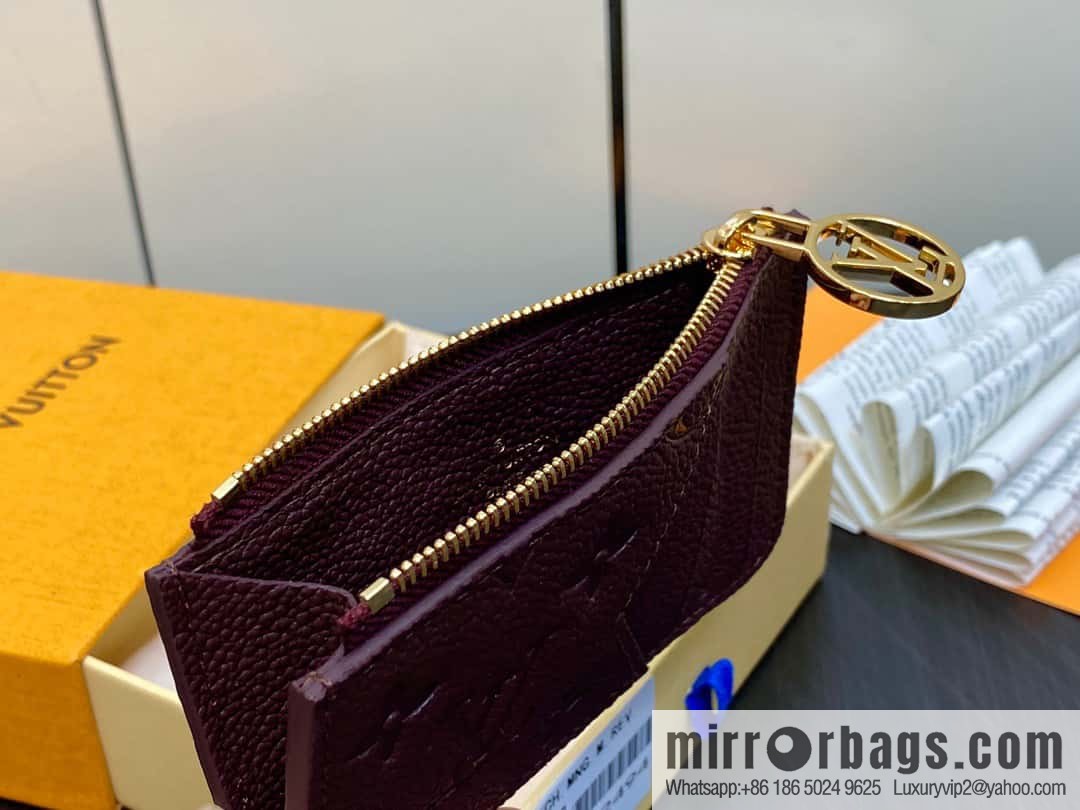 [Original single boutique] M82494 fuchsia full leather embossed card holder wallet series Romy business card holder