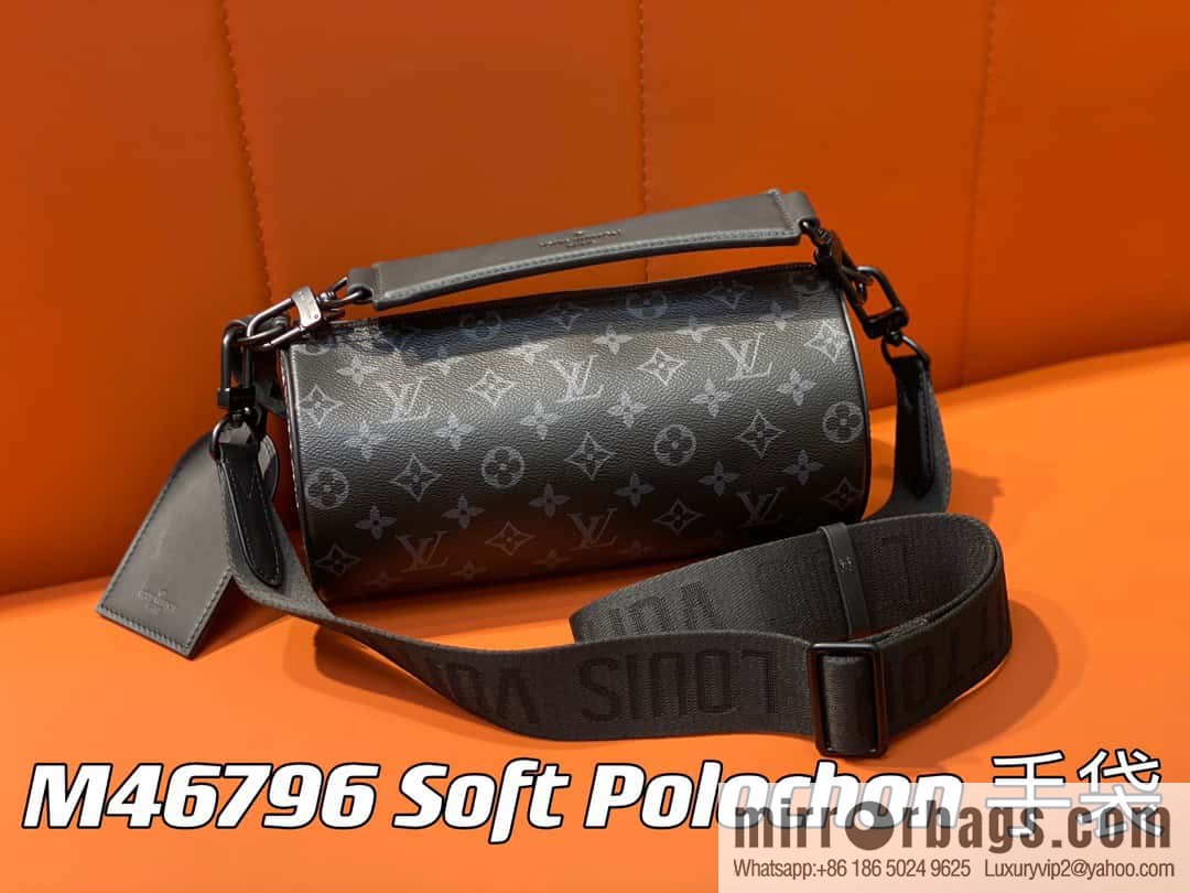 [Original order boutique] M46796 black flower, cylinder bag men's bag series, this Soft Polochon small handbag.