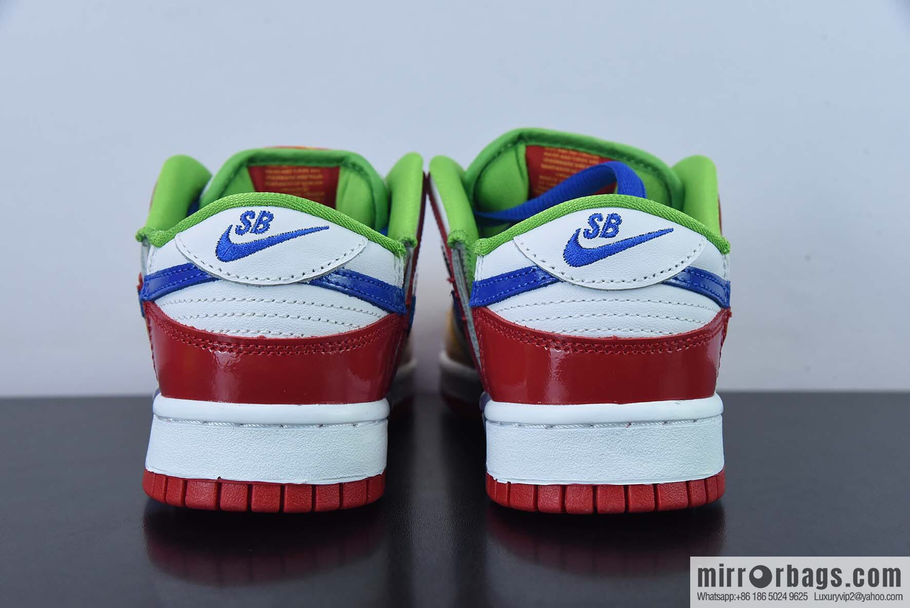 eBay x SB Dunk red, white, yellow and green cut-off color cut-out patchwork low-top casual board shoes, item number: FD8777-100