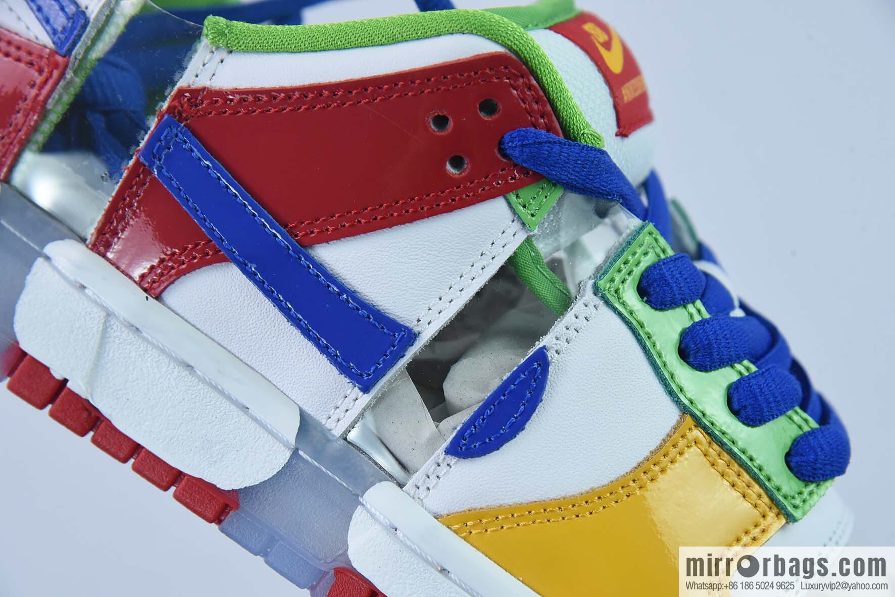 eBay x SB Dunk red, white, yellow and green cut-off color cut-out patchwork low-top casual board shoes, item number: FD8777-100