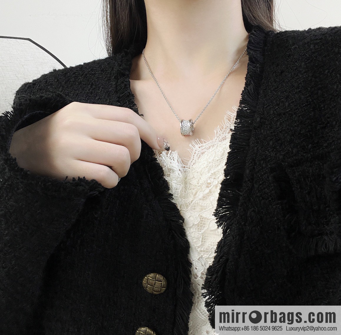 ☀️BVLGARI B. ZERO1 Full Diamond Small Waist Large Necklace