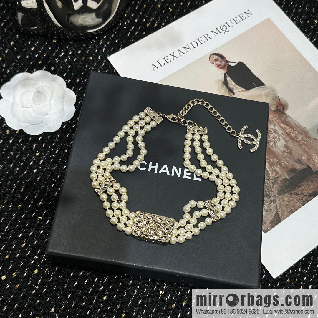 ☀️New ☑️ Chanel three-layer pearl bag 👜 necklace