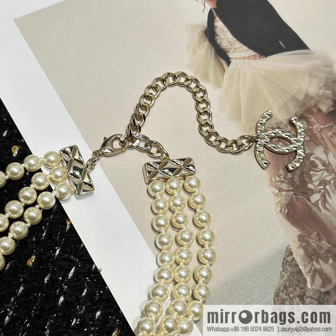 ☀️New ☑️ Chanel three-layer pearl bag 👜 necklace