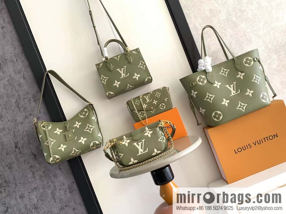 M45686 M45685 Full leather embossed Neverfull medium shopping bag