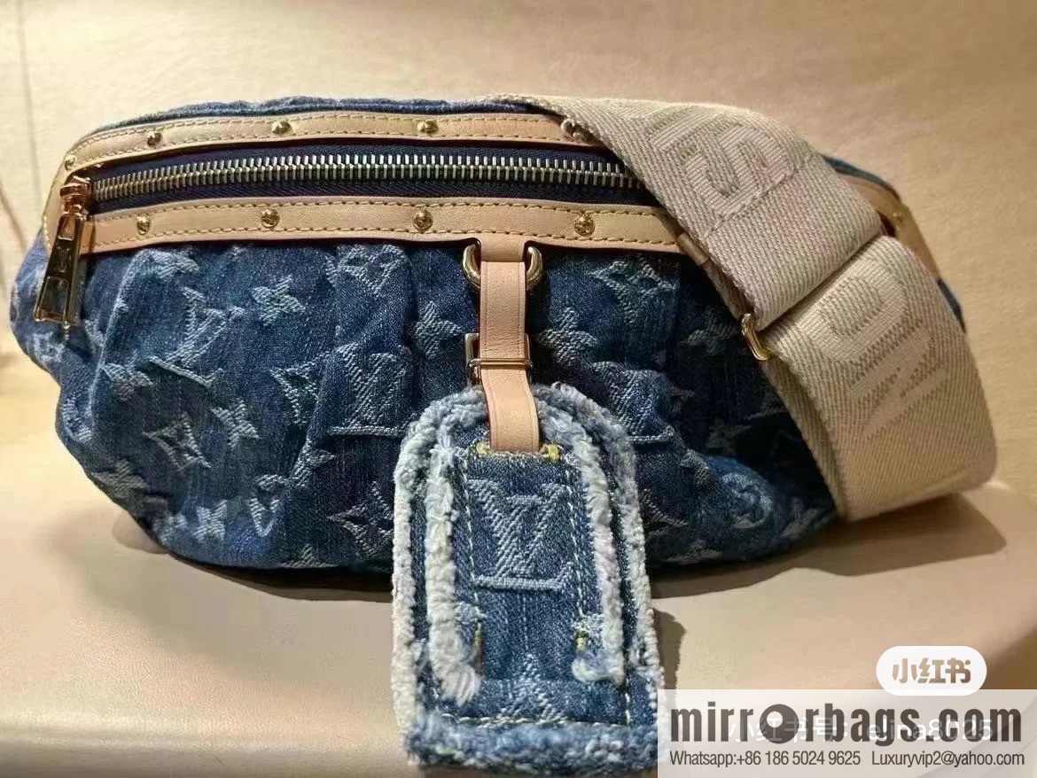 [Original order boutique] M46847 blue denim, denim breast bag fanny pack series, the latest bumbag fanny pack.