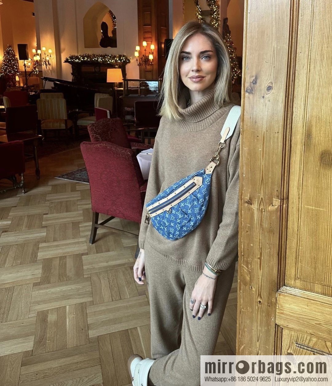 [Original order boutique] M46847 blue denim, denim breast bag fanny pack series, the latest bumbag fanny pack.