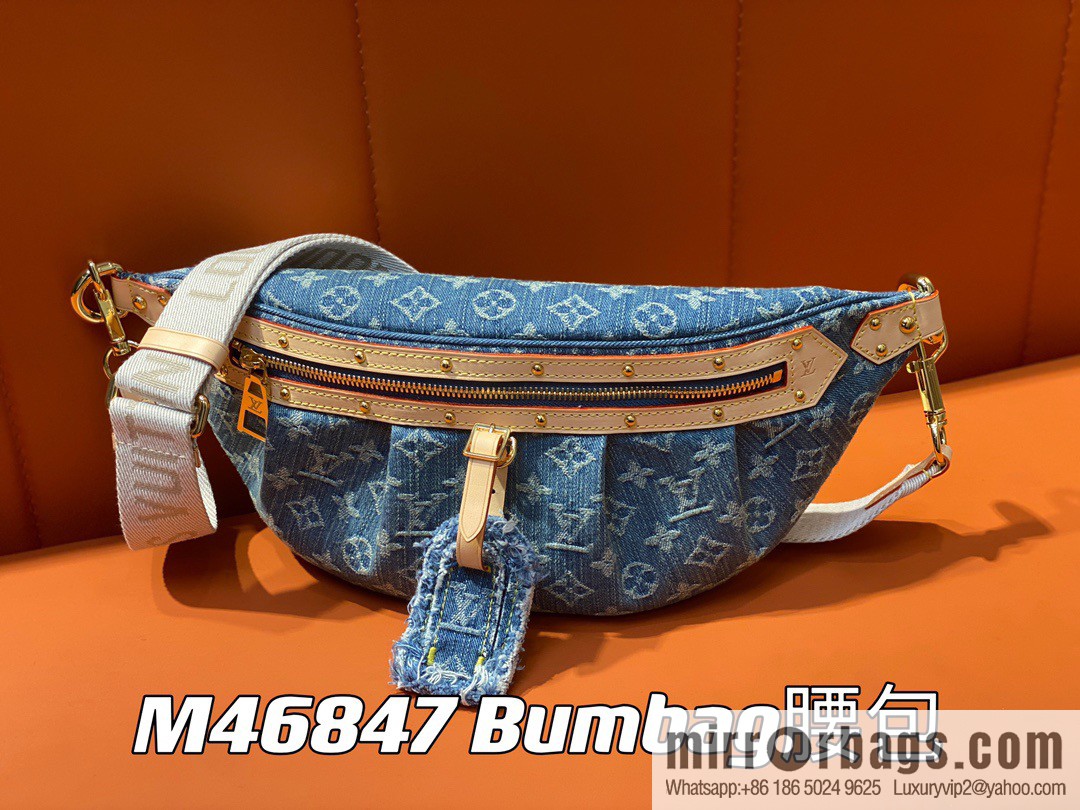 [Original order boutique] M46847 blue denim, denim breast bag fanny pack series, the latest bumbag fanny pack.