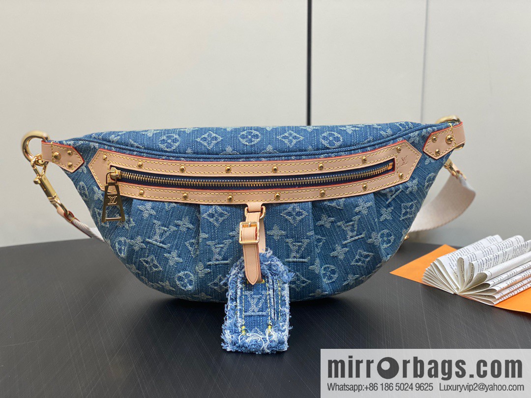 [Original order boutique] M46847 blue denim, denim breast bag fanny pack series, the latest bumbag fanny pack.