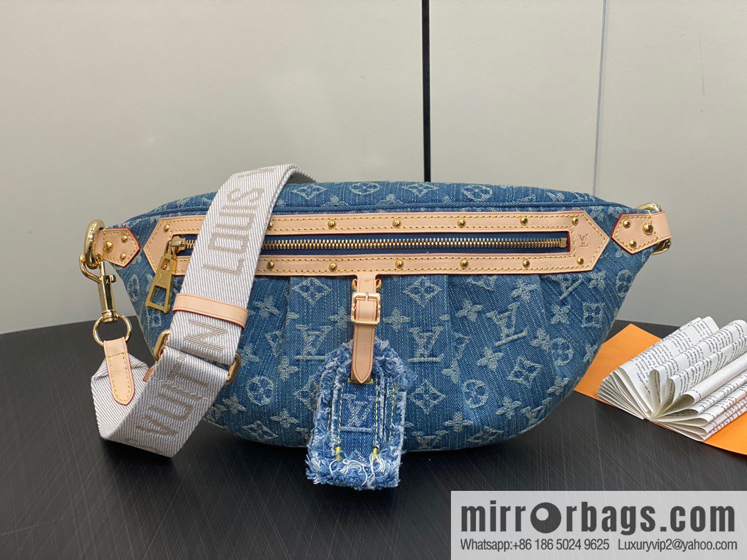 [Original order boutique] M46847 blue denim, denim breast bag fanny pack series, the latest bumbag fanny pack.