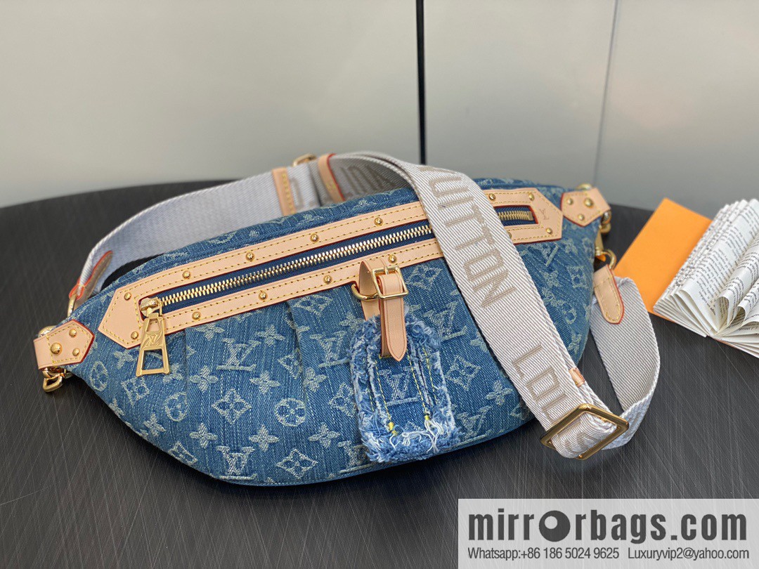 [Original order boutique] M46847 blue denim, denim breast bag fanny pack series, the latest bumbag fanny pack.