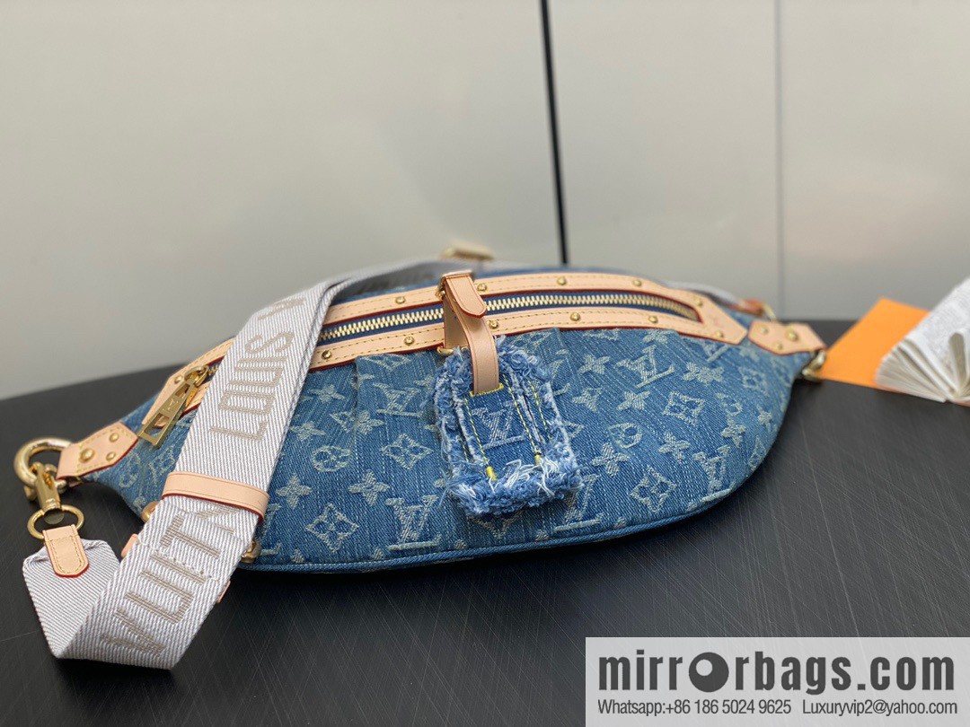 [Original order boutique] M46847 blue denim, denim breast bag fanny pack series, the latest bumbag fanny pack.