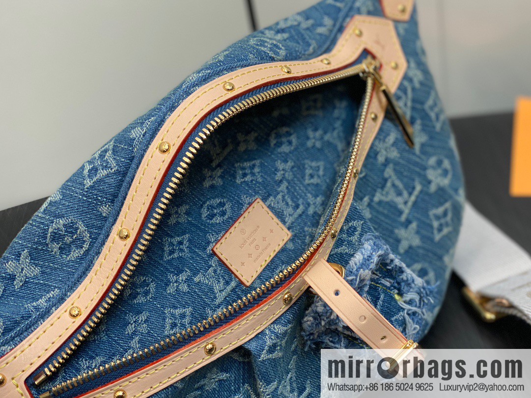 [Original order boutique] M46847 blue denim, denim breast bag fanny pack series, the latest bumbag fanny pack.