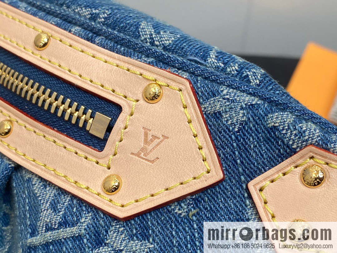 [Original order boutique] M46847 blue denim, denim breast bag fanny pack series, the latest bumbag fanny pack.