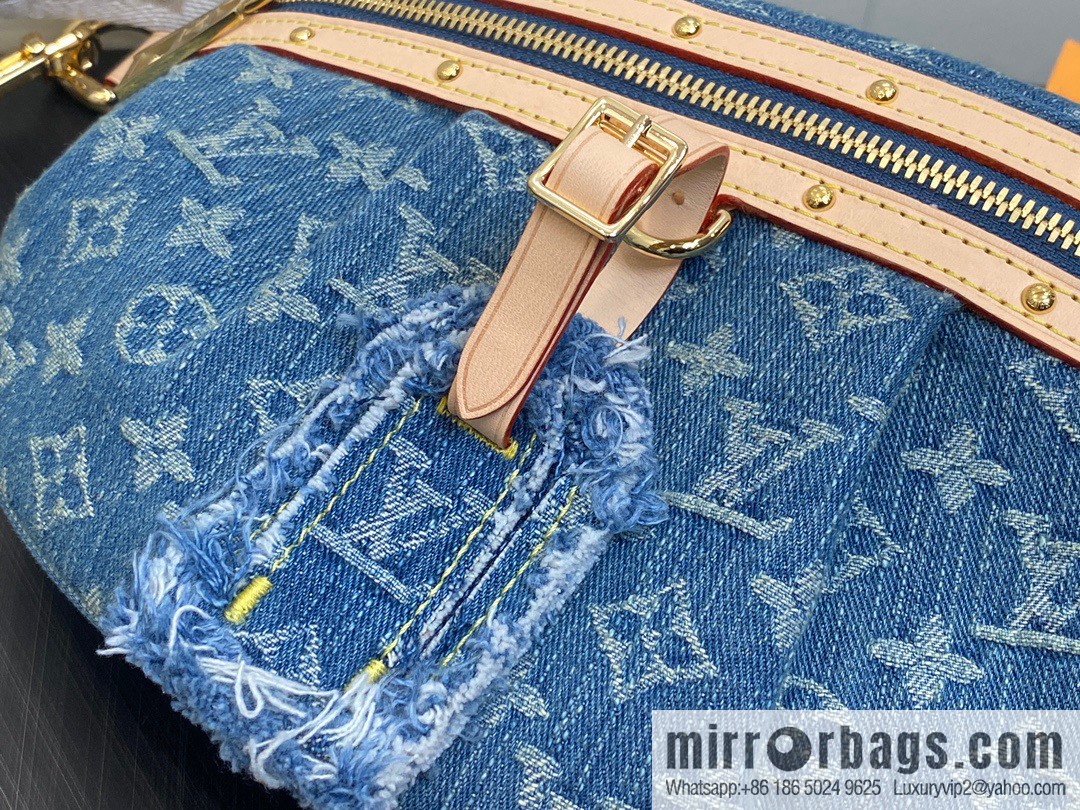 [Original order boutique] M46847 blue denim, denim breast bag fanny pack series, the latest bumbag fanny pack.