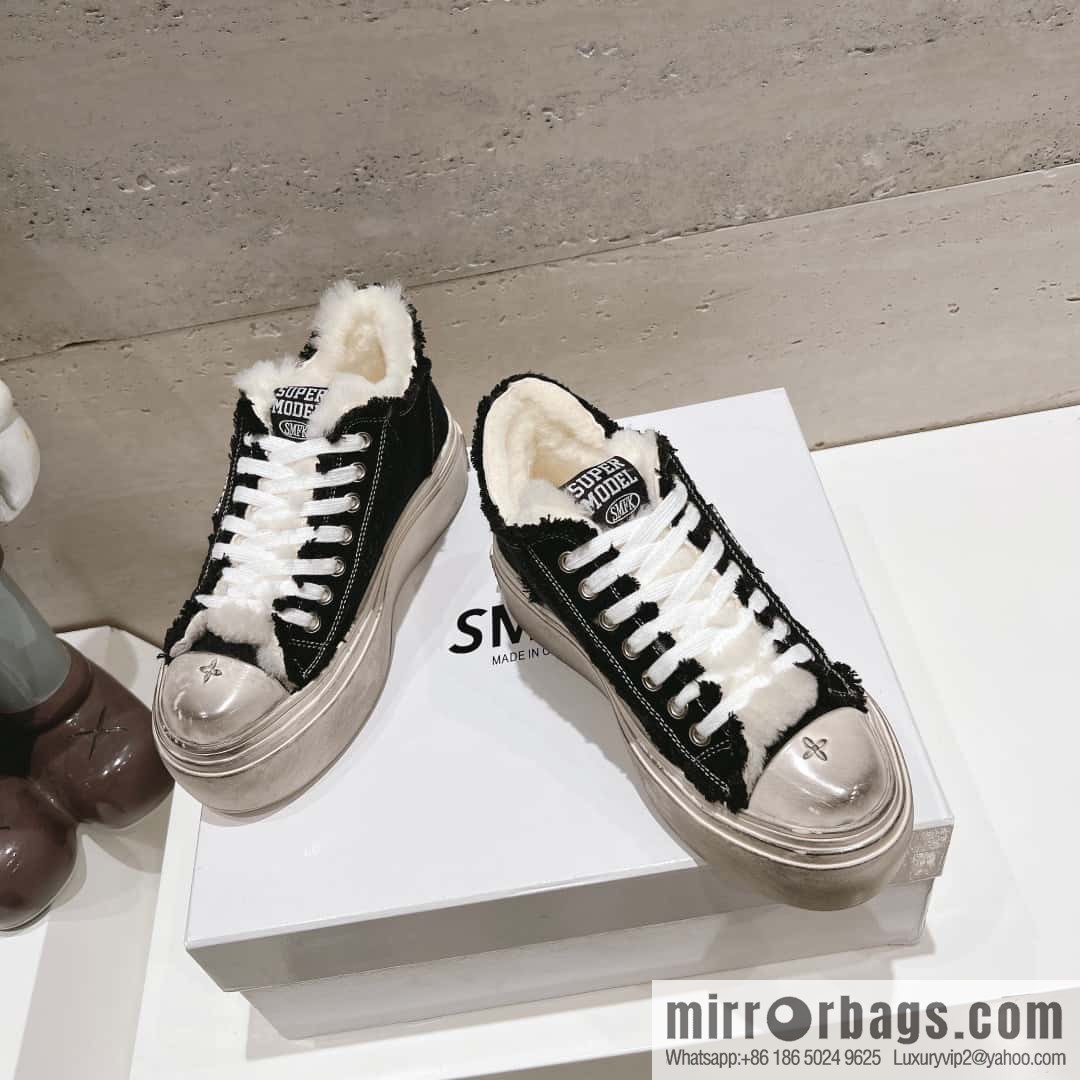 🐰🐰(Top version) Old polish 23s-SMFK Guochao Tide's latest popular cross flower, skateboard shoes, platform, casual, canvas shoes