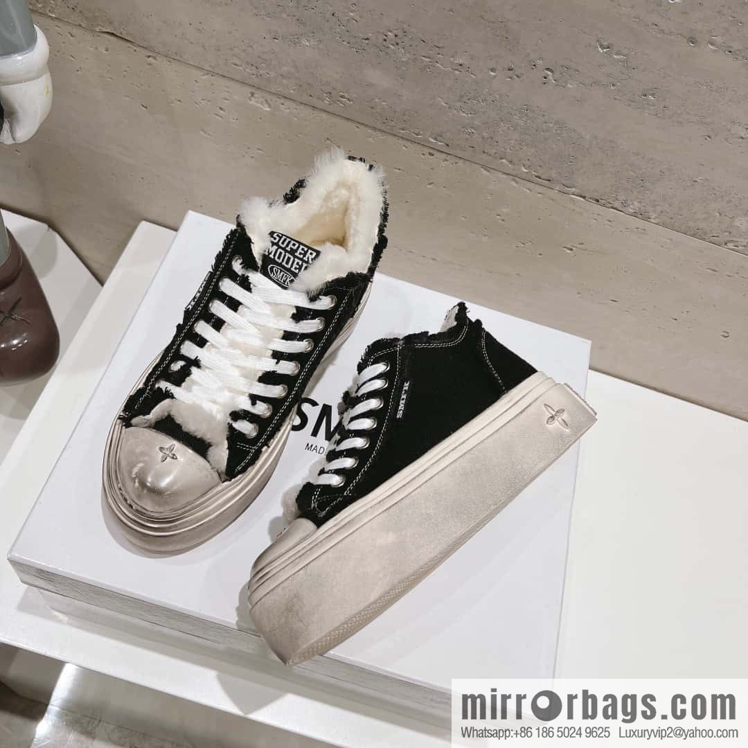 🐰🐰(Top version) Old polish 23s-SMFK Guochao Tide's latest popular cross flower, skateboard shoes, platform, casual, canvas shoes