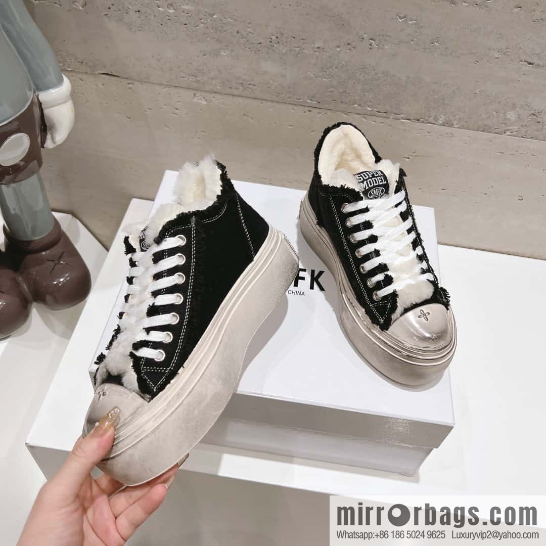 🐰🐰(Top version) Old polish 23s-SMFK Guochao Tide's latest popular cross flower, skateboard shoes, platform, casual, canvas shoes
