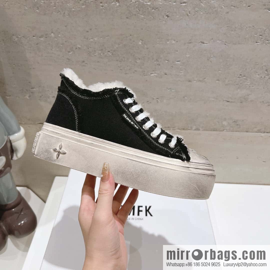 🐰🐰(Top version) Old polish 23s-SMFK Guochao Tide's latest popular cross flower, skateboard shoes, platform, casual, canvas shoes