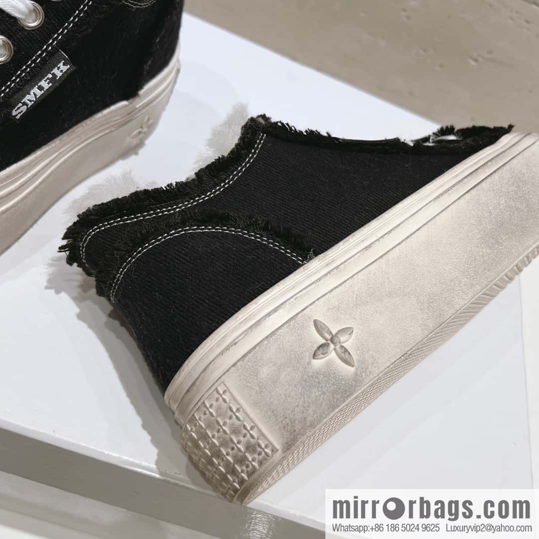 🐰🐰(Top version) Old polish 23s-SMFK Guochao Tide's latest popular cross flower, skateboard shoes, platform, casual, canvas shoes