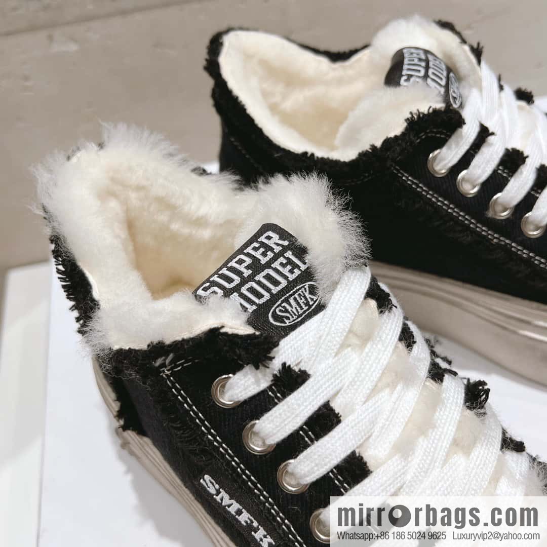 🐰🐰(Top version) Old polish 23s-SMFK Guochao Tide's latest popular cross flower, skateboard shoes, platform, casual, canvas shoes