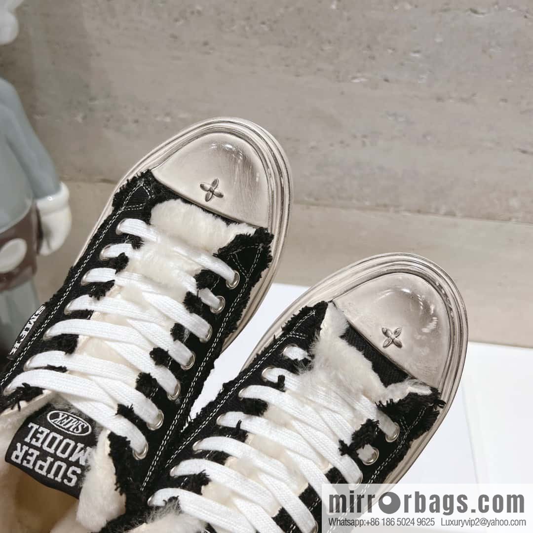 🐰🐰(Top version) Old polish 23s-SMFK Guochao Tide's latest popular cross flower, skateboard shoes, platform, casual, canvas shoes