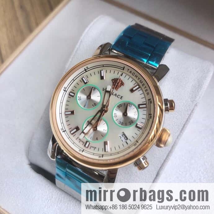 Versace VLB six-hand chronograph quartz women's watch natural mother-of-pearl sapphire glass
