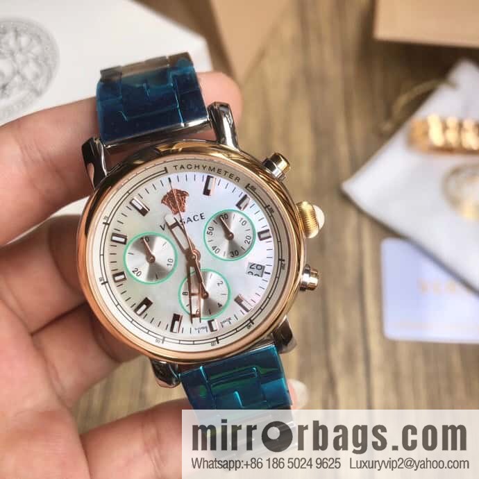 Versace VLB six-hand chronograph quartz women's watch natural mother-of-pearl sapphire glass