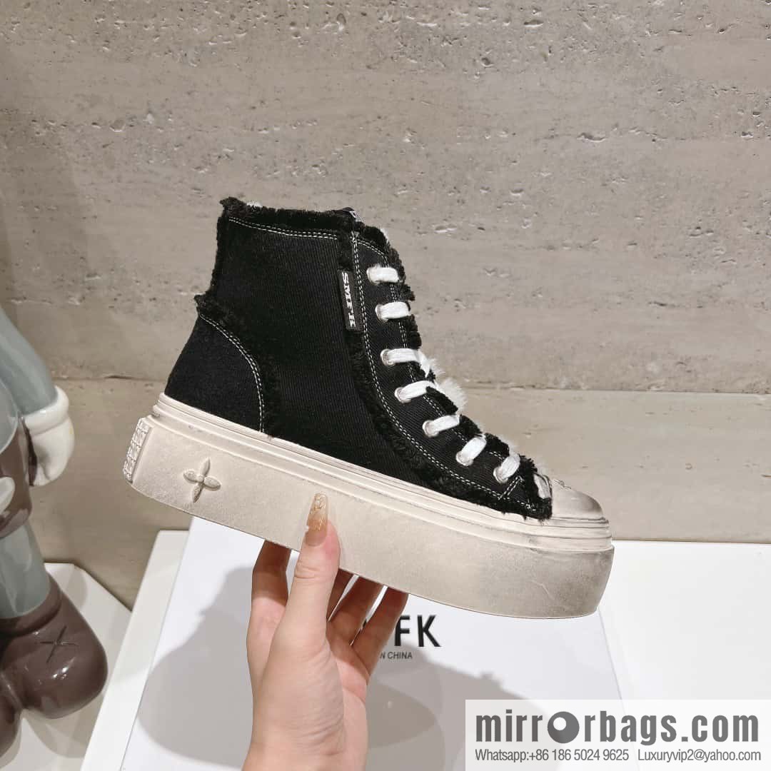 🐰🐰(Top version) Old polish 23s-SMFK Guochao Tide's latest popular cross flower, skateboard shoes, platform, casual, canvas shoes
