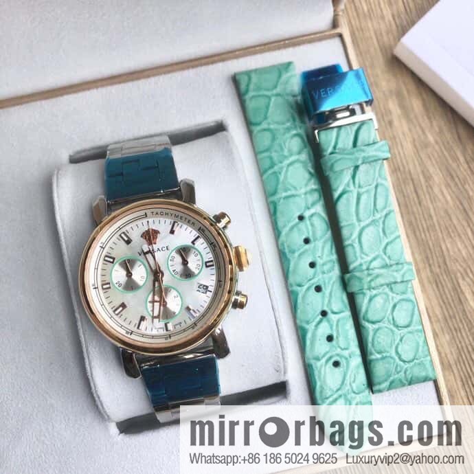 Versace VLB six-hand chronograph quartz women's watch natural mother-of-pearl sapphire glass