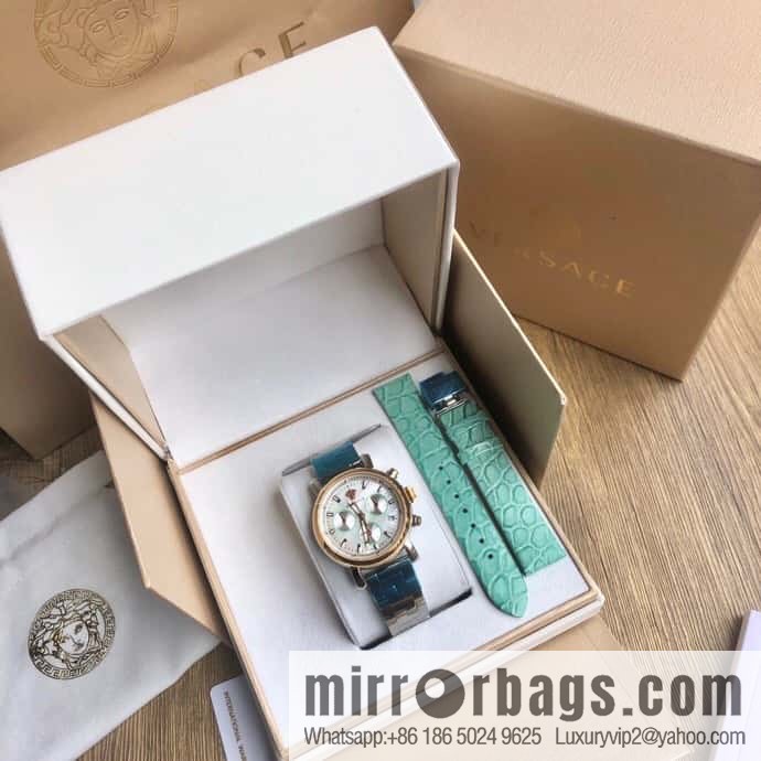 Versace VLB six-hand chronograph quartz women's watch natural mother-of-pearl sapphire glass