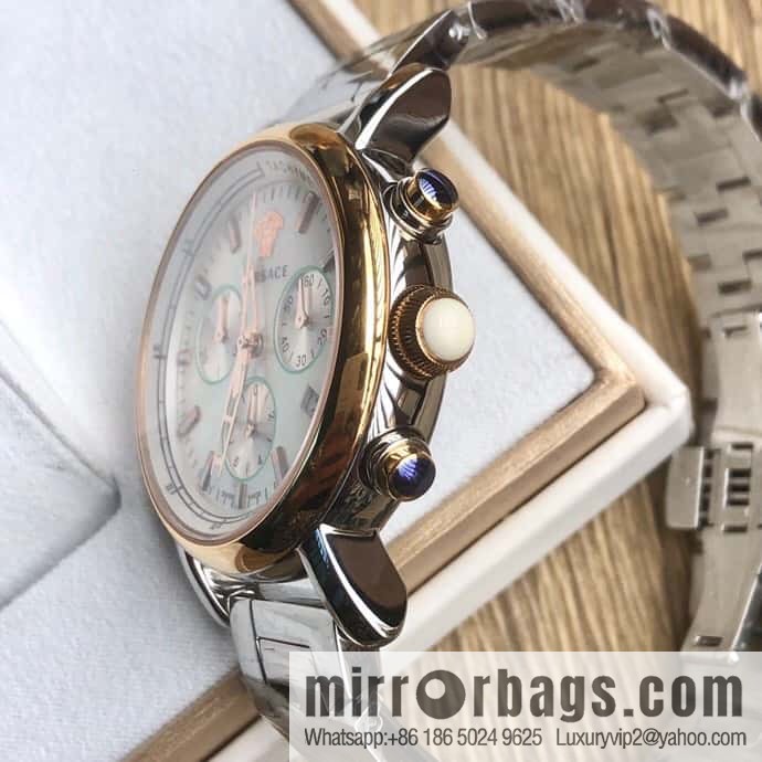 Versace VLB six-hand chronograph quartz women's watch natural mother-of-pearl sapphire glass