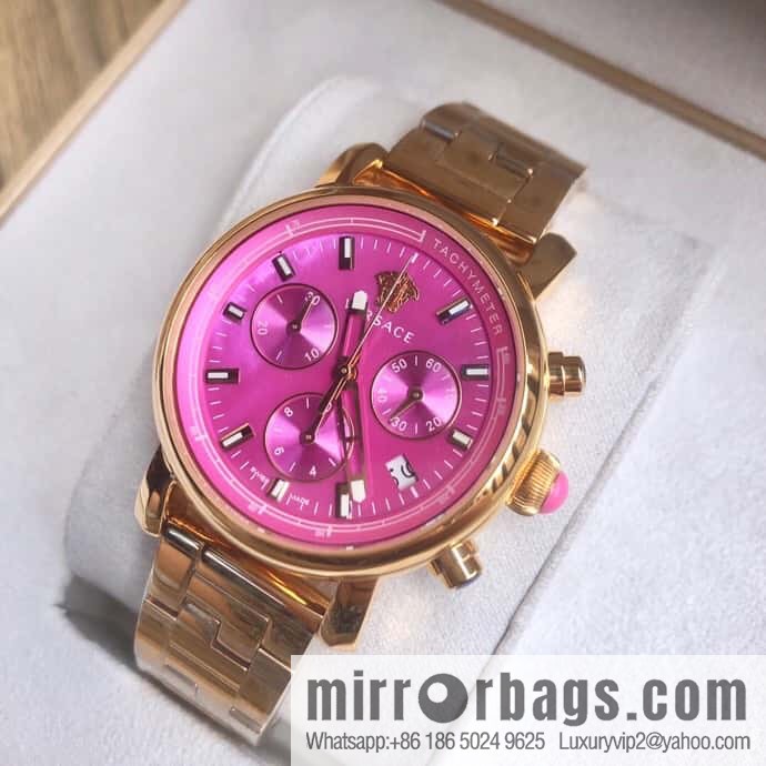 Versace VLB six-hand chronograph quartz women's watch natural mother-of-pearl sapphire glass