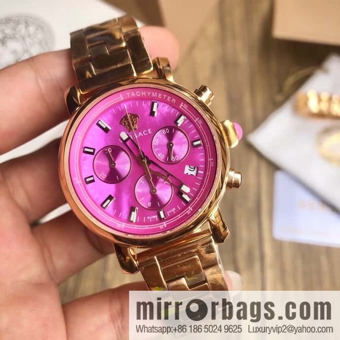 Versace VLB six-hand chronograph quartz women's watch natural mother-of-pearl sapphire glass