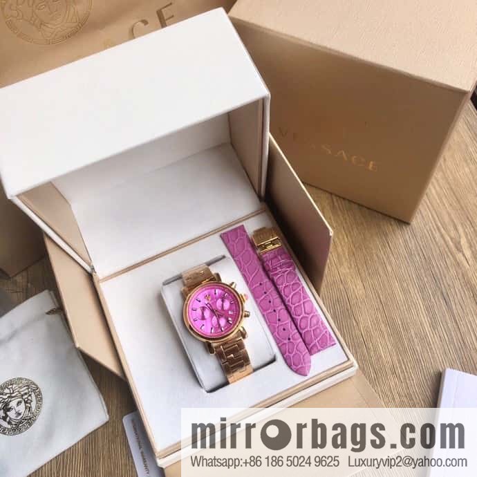Versace VLB six-hand chronograph quartz women's watch natural mother-of-pearl sapphire glass